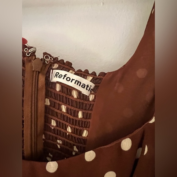 Reformation Twilight Midi Length Dress in Au Lait - Picture 5 of 8